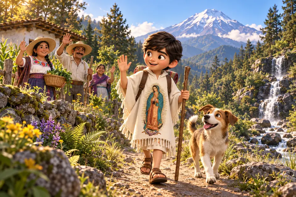 Juanito peregrinando con su perro cerca del Pico de Orizaba