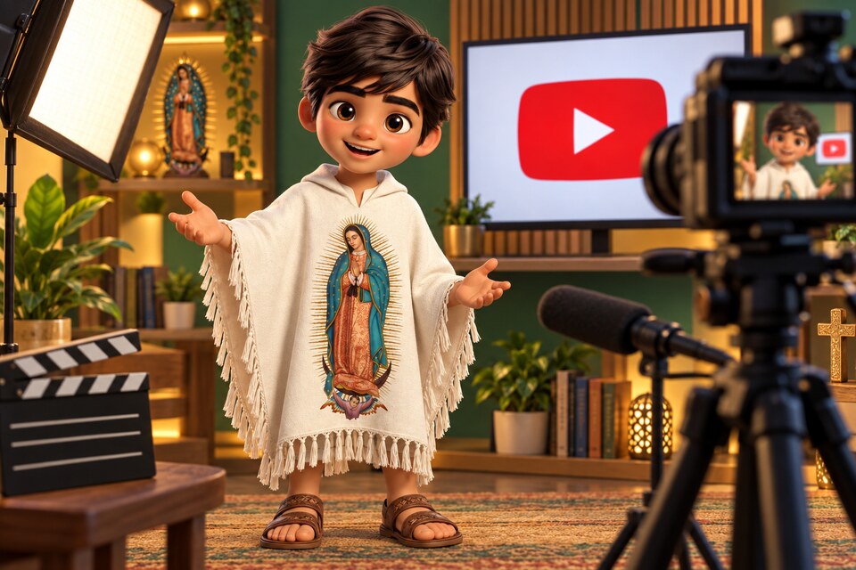 Juanito actuando y presentando un video ante una cámara